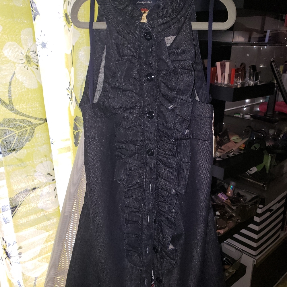 7 For All Mankind Denim mini halter dress
